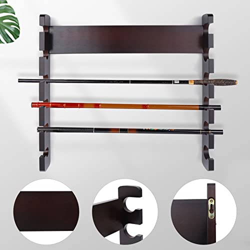 DNYSYSJ Rack Wall Mounted 6 Sticks Pool Cue Rack, 22.83in/58cm Display Pool Cue Storage Stand, Pool Organizer Wooden Cue Sticks Rack for Long Canes and Walking Sticks