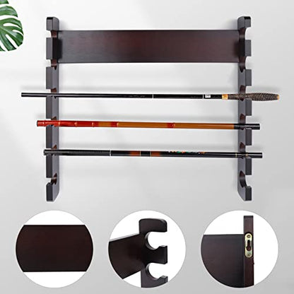 6 Hole Billiards Snooker Cue Rack, Sycamore Wood, Dark Brown, Wall Mounted, Horizontal Storage, 58 x 6 x 58cm - style: style 11