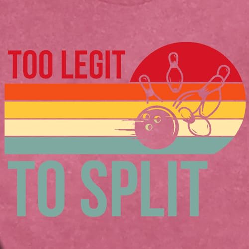 Bowling Shirts for Women Too Legit to Split T-Shirt Retro Sunset Bowler Bowling League Team Tee - color: Pink, size: Small
