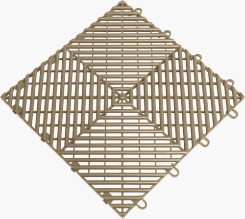 Big Floors RaceDeck Garage Floor Tiles, Interlocking Garage Flooring, Free-Flow Open Rib Self-Draining Heavy-Duty Copolymer Modular Tile (Beige, 48 Pack of 12 x 12" Tiles, 48 Sq Ft) - color: Beige, size: 48 Pack