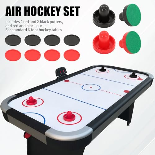 16Pcs Air Hockey Pucks and Paddles, Great Goal Handles Pushers Replacement Accessories for Game Tables(4 Pushers, 4 Pads, 8 Pucks)