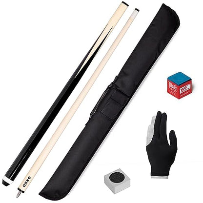 OKKO Pool Billiard House Bar Short Cue Stick 48”, Glue-On 13 mm Tip, No Wrap Soft Case & Accessories - style: 14-15 oz