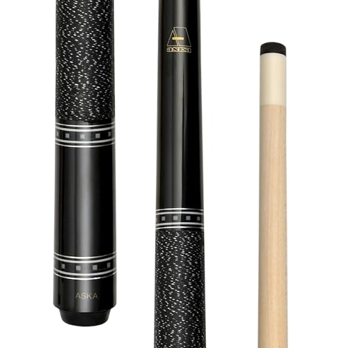ASKA Pool Cue Stick – Irish Linen Wrap, Decorative Ring Design, Hard Rock Maple Shaft, 13 mm Hard Leather Tip, 5/16x18 Joint, Billiard Cue - size: 36-"