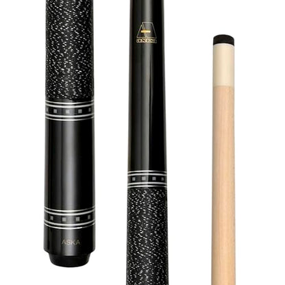 ASKA Pool Cue Stick – Irish Linen Wrap, Decorative Ring Design, Hard Rock Maple Shaft, 13 mm Hard Leather Tip, 5/16x18 Joint, Billiard Cue - size: 36-"
