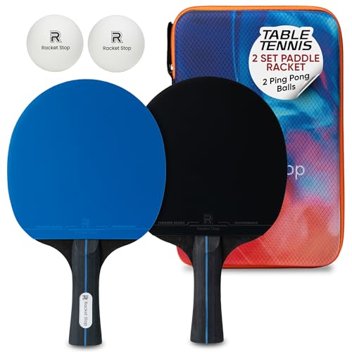 Flow Table Tennis Set 2 Performance Ping Pong Paddles with 2 Balls Balanced Control, Spin & Speed Multi-Ply Wood Blades Indoor & Outdoor Play Recreational to Intermediate Players
