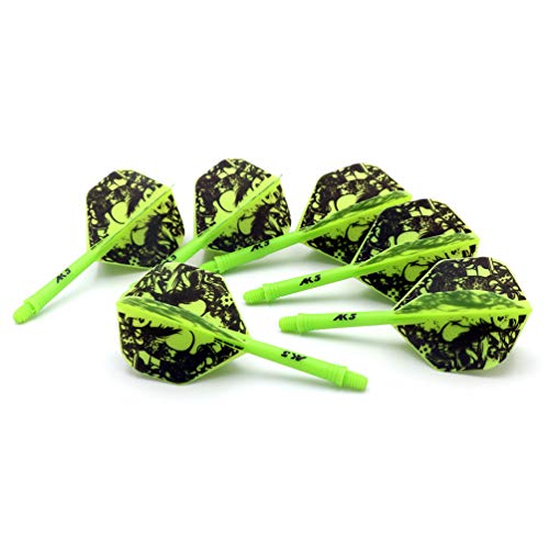 CUESOUL 6 Pieces ROST Integrated Dart Shaft and Flights - color: Shaft Length 28mm-Standard Shape-Green Sexy Girl