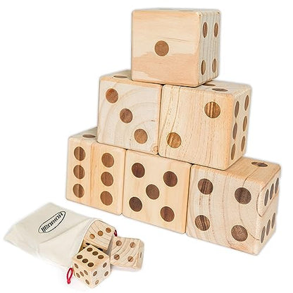 Bolaball Outdoor Fun Bundle Giant Wooden Dice Set & Ring Toss Game | Yard Games for Family, BBQ, Parties, and Picnics