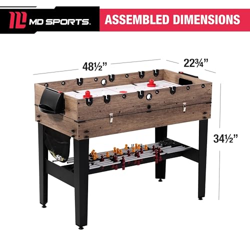MD Sports Combination Games Multiple Styles Arcade Collection, Billiards, Ping Pong, Hockey, Basketball and Foosball Combination Kit Comes with All The Basics - style: 48 In. Combo (3-in-1)