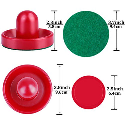 URATOT Air Hockey Accessories - Pushers, Pucks & Paddles (4 Pushers, 8 Red Pucks, 8 Green Pads) - color: Red, Black