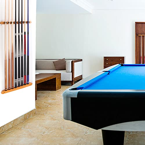 GSE Games & Sports Expert 2-Piece 6/8/12 Billiard Pool Cue Rack Wall Mounted Holders, Billiard Cue Sticks Wall Rack Set - style: 8 Cue - Oak