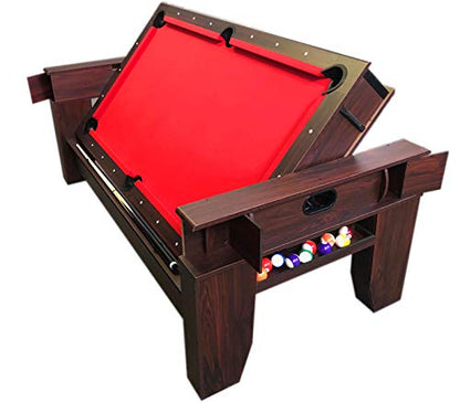 7ft Pool Table Air Hockey 2 in 1 Pool Table Red Felt - Billardhockey