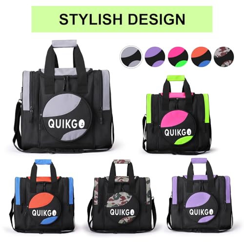 Bowling Ball Bag for Single Ball, Tote Bowling Bag with Padded Ball Holder - color: Black-Grey