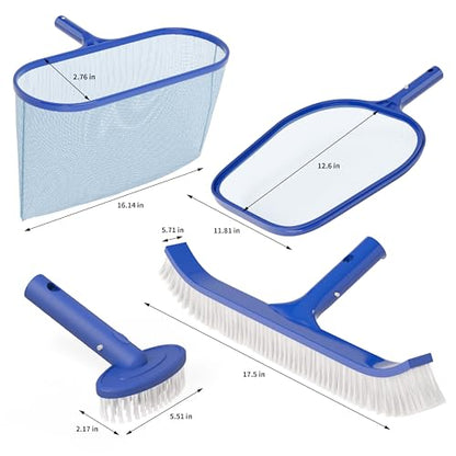 VINGLI 4-in-1 Pool Cleaning Kit, Pools Maintenance Equipment with Pool Net, Pool Brush, Skimmer Net and SPA Brush, Pool Maintenance Tools for Inground&Above Ground Swimming Pools - size: Style 2 : 4 in 1