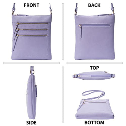 Solene Crossbody Bag Functional Multi Pocket Messenger Purse Top Zip Closure Shoulder Handbag With Adjustable Strap - color: Lavender