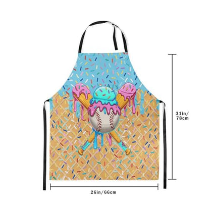 Manfei Baseball Ice Cream Kids Kitchen Apron - color: Light Blue