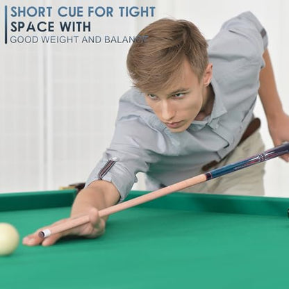 36 Inch/ 42 Inch/ 48 Inch Short Pool Cue Stick for Kids, Canadian Maple Billiard Cues for Tight Spaces - color: Blue 48"