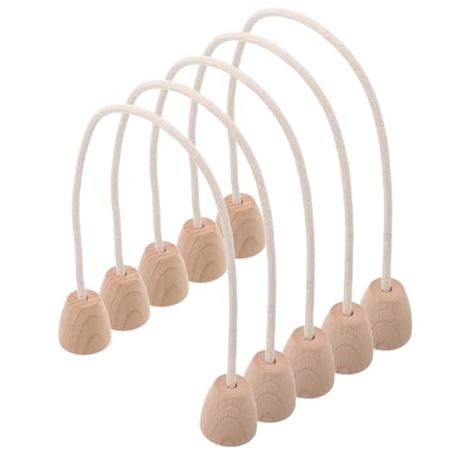 5pcs Cotton Rope Croquet Wickets with Wood Base Set, Outdoor Backyard Croquet Game Gates for Family Lawn Sports and Garden Activities