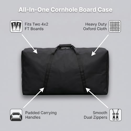 Cornhole Carrying Case, 4' x 2' Weatherproof Cornhole Board Bag with Reinforced Padded Handle