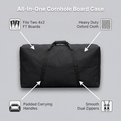 Cornhole Carrying Case, 4' x 2' Weatherproof Cornhole Board Bag with Reinforced Padded Handle
