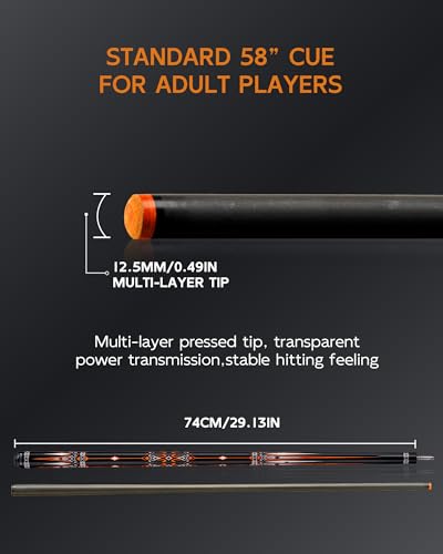 KONLLEN Carbon Fiber Pool Cue Stick 58-inch Professional Pool Sticks for Adults Full Carbon Technology Low Deflection Pool Cue Billiard Cues with 12.5mm Tip (Easy to Control, Pro Taper, Ultra-Smooth) - color: 012 yellow