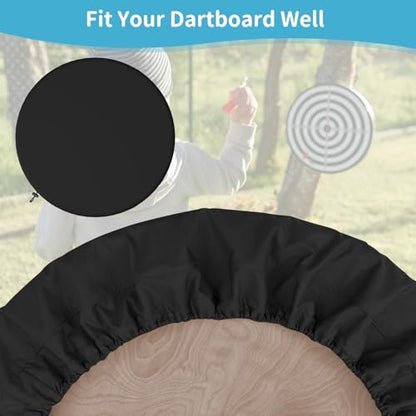 Dartboard Cover Outdoor Indoor Dartboard Protective Cover Waterproof Dustproof UV Resistant 24" D x 3" H Black