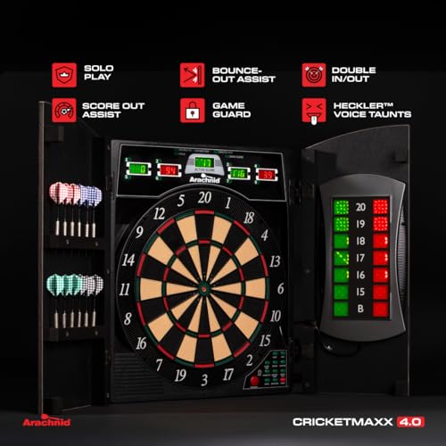 Arachnid Cricket Maxx 4.0 Electronic Dartboard Set, Black