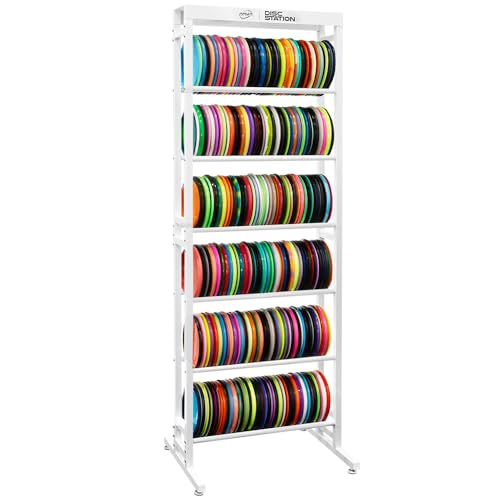 MVP Disc Sports Disc Station Disc Storage Rack (Choose Your Size and Color) - style: White - 6 Shelf