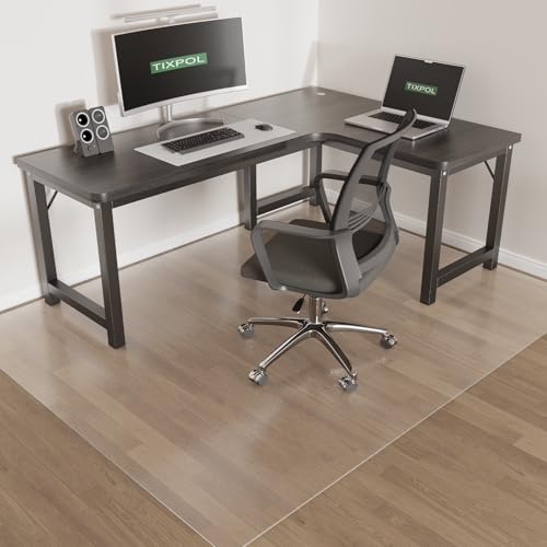 0.08" Thicker Chair Mat for Hard Floors, tixpol 48" x 60" Office Chair Mat for Hardwood Floors, Non-Slip Hard Floor Protector Desk Mat for Home, Vinyl Floor Mat for Kids, Pets - Not for Carpet (Clear) - color: Clear (for Hard Floors), size: 48" x 60" (for