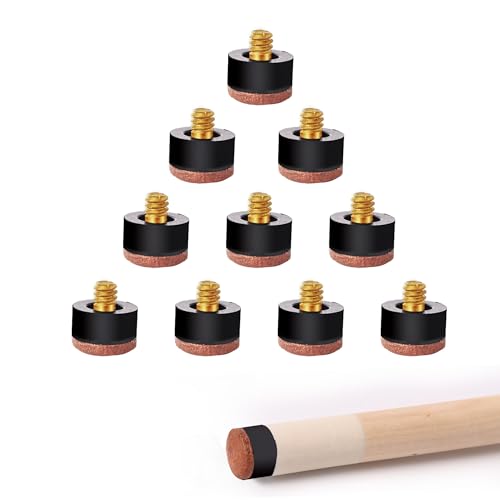 GSE Games & Sports Expert 10 Pieces 12mm/13mm Billiard Pool Tips, Soft/Hard Screw-on Tips Replacement or White Pool Cue Stick Nylon Ferrules Replacement - size: 12mm, style: Hard Tip
