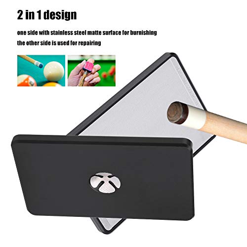 Pool Cue Tip Shaper, Lightweight Aluminum 2-in-1 Billiards Tool for Shaping and Polishing Cue Tips, 9x5.7x0.5 cm, Essential Cue Maintenance Accessory for Snooker and Pool Players