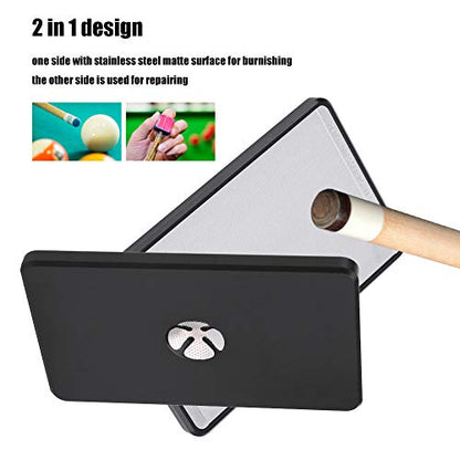 Pool Cue Tip Shaper, Lightweight Aluminum 2-in-1 Billiards Tool for Shaping and Polishing Cue Tips, 9x5.7x0.5 cm, Essential Cue Maintenance Accessory for Snooker and Pool Players