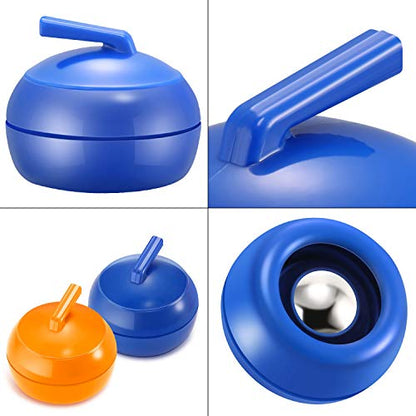 8 Pieces Mini Shuffleboard Pucks Tabletop Curling Game Pucks Replacement Shuffleboard Rollers Sliding Bead Games for Adults (Blue, Orange)