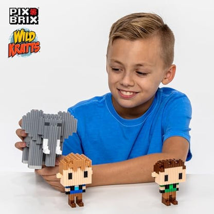 Pix Brix - Toy Pixel Art Kit - African Elephant, 906 Pieces - Patented Slide + Stack Pixel Puzzle Building Bricks, Build & Collect Animals - Stem Toys, Ages 6 Plus - style: African Elephant