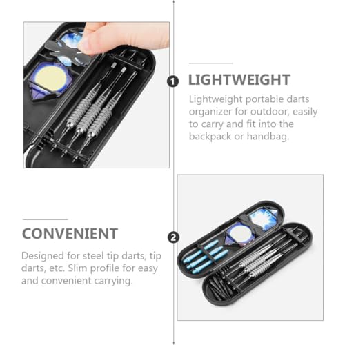 2pcs Portable Darts Carrying Case with Hard Shell Zipper, Steel Tip Darts Organizer Storage Box for Tips, Shafts, and Flights, Compact Protective Travel Bag for Outdoor Use