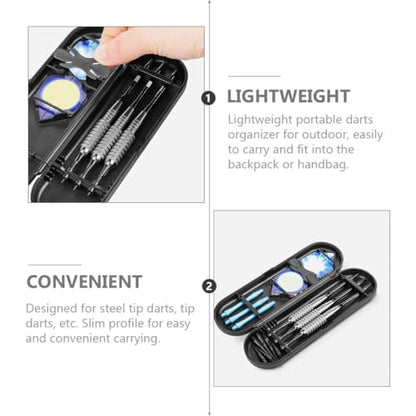 2pcs Portable Darts Carrying Case with Hard Shell Zipper, Steel Tip Darts Organizer Storage Box for Tips, Shafts, and Flights, Compact Protective Travel Bag for Outdoor Use
