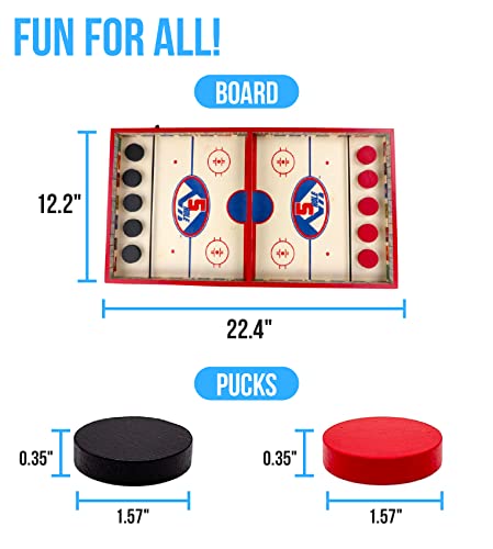 Regal Games - Jumbo 22" Sling Puck - Fun, Fast Family-Friendly Finger Hockey Puck Game - Includes 1 Gameboard, 5 Red Pucks, 5 Black Pucks - Ideal for 2 Players Ages 6+