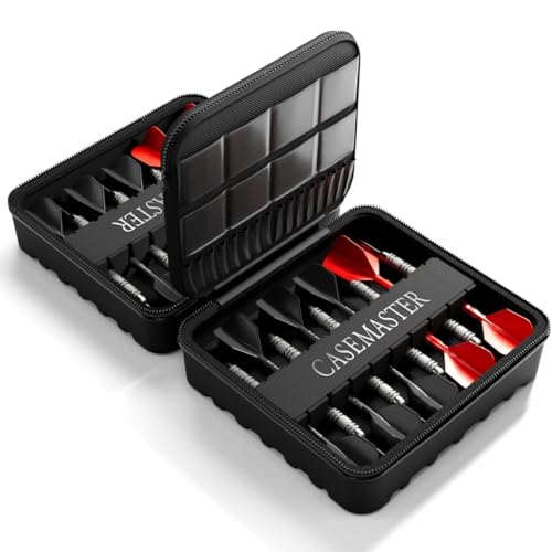 Casemaster Maxx 6 Dart Case, Holds 18 Steel Tip or Soft Tip Darts Fully Assembled, Hard Shell EVA Darts Case, 16 Accessory Pockets, Red - color: Red, size: 6 Dart