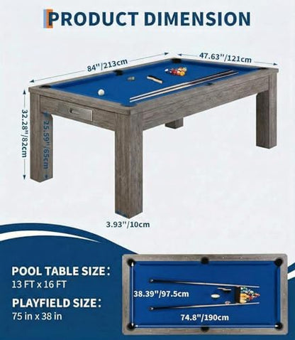 7 FT Pool Table, Complete Set - color: Blue
