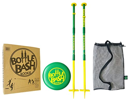 Bottle Bash Outdoor Flying Disc Game Set – Frisbee Toss Backyard and Beach Game for Family, Adult & Kids - Beersbee & Polish Horseshoes - color: Rookie (Bottles Not Included)