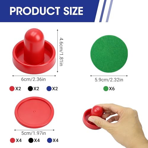 24 PCS Air Hockey Pucks and Paddles, Replacement Pushers and Goal Handles | Strikers and pucks for indoor tabletop hockey games, Fits most tables, Smooth glide surface