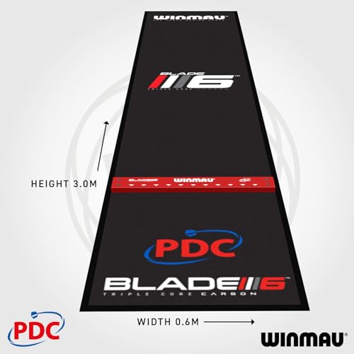 WINMAU Dart Mat with Throw Line for Soft Tip and Steel Tip - Available in Outshot and Clearzone Style - style: Blade 6 Pro Zone