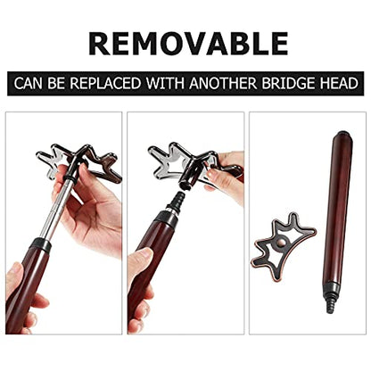 Sumind Retractable Pool Bridge Stick - Adjustable Billiards Cue Bridge with Removable Head, Wooden Handle & 5 Position Slots, Portable Pool Table Accessories for Home, Club & Tournament(Brown) - color: Brown