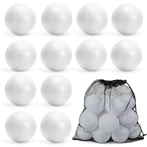 YongnKids 12 Pcs Toddler Baseball Balls Replacement T-Ball, 2.75" Plastic Baseballs with Mesh Bag Perfect for Tee-Ball Practice, Baseball Hitting & Training,Softball,Sports Theme Party Favors Gifts