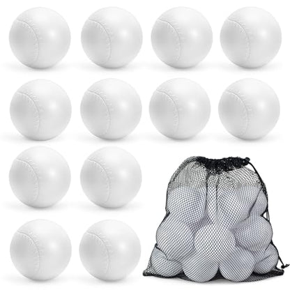 YongnKids 12 Pcs Toddler Baseball Balls Replacement T-Ball, 2.75" Plastic Baseballs with Mesh Bag Perfect for Tee-Ball Practice, Baseball Hitting & Training,Softball,Sports Theme Party Favors Gifts