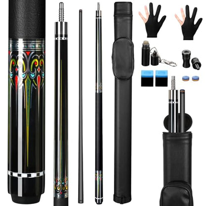 AKLOT Carbon Fiber Pool Cue Stick 58", Billiard Cue Sticks 19-19.5oz, Low Deflection Billiard Stick with 12.5mm Tip, Professional Carbon Fiber Pool Sticks for Adults - color: Yellow