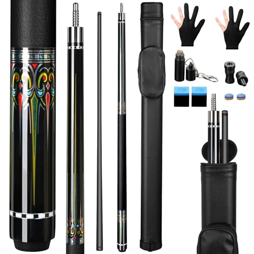 AKLOT Carbon Fiber Pool Cue Stick 58", Billiard Cue Sticks 19-19.5oz, Low Deflection Billiard Stick with 12.5mm Tip, Professional Carbon Fiber Pool Sticks for Adults - color: Yellow