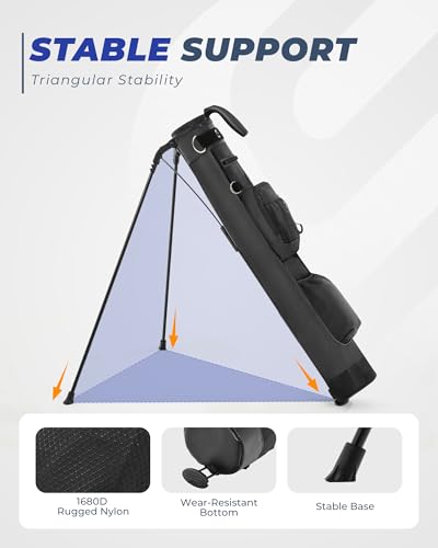 Golf Lightweight Stand Bag, Portable Golf Carry Bag with Insulated Cooler Pocket, Easy to Carry and Ideal for Driving Range, Pitch n Putt, Par 3, Executive Courses - color: Black