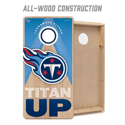 YouTheFan NFL 2' x 4' Slogan Series Professional Wood Cornhole Game with Logo Bags - color: Tennessee Titans