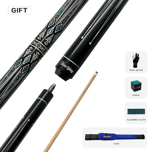 Professional Pool Cue 58" 10.5/12.5mm Tip Maple Shaft 1/2 Joint Ergonomic Grip Billiard Stick for Adults - color: PC27-12.5-SET