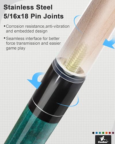 Pool Cues Set of 6, 58" 2-Piece 3D Grip Billiard Table Sticks, 4 Weights (18-21oz) & 6 Colors, Pro Maple Pool Sticks for Home Bar Game Room - color: Purple+Red+Orange+Teal+Blue+Black
